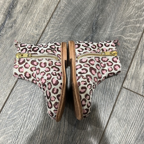 • Janie and Jack • Girls Leopard Print Ankle Booties Pink Brown 6 - Picture 3 of 4